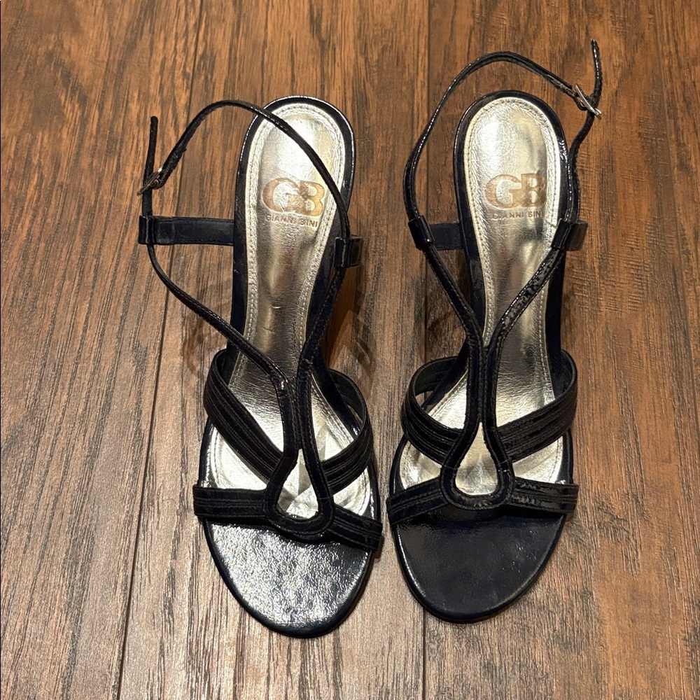 Gianni Bini Navy Patent Leather Heel Sandal - 7.5M